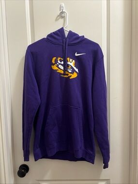Nike SEC LSU Tigers Purple Fleece Hoodie Men's Large NCAA Eye Of The Tiger